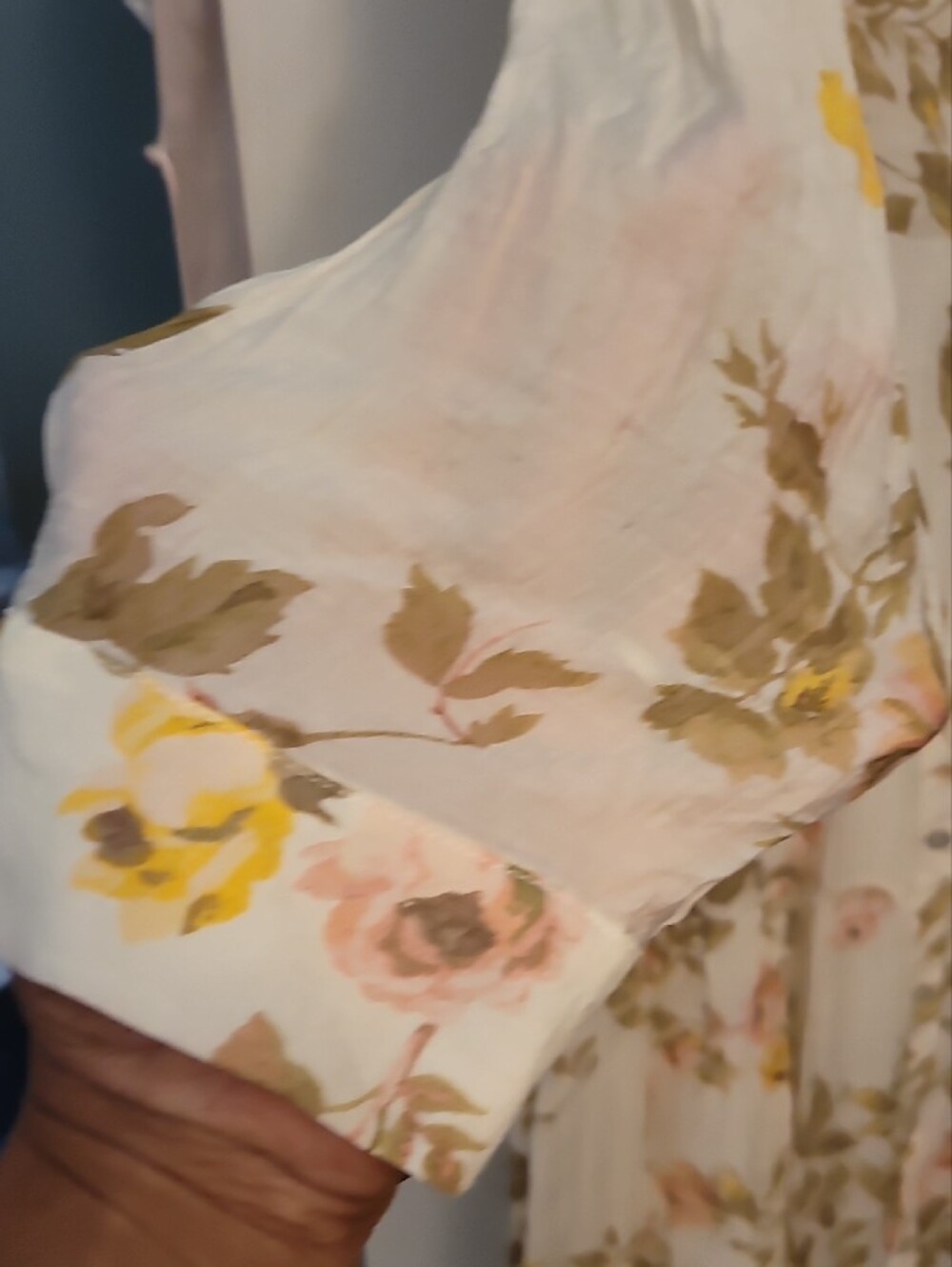 Worn Once, MSK Cream Maxi Shirt Dress with Pink & Yellow Floral Print - Picture 2 of 9